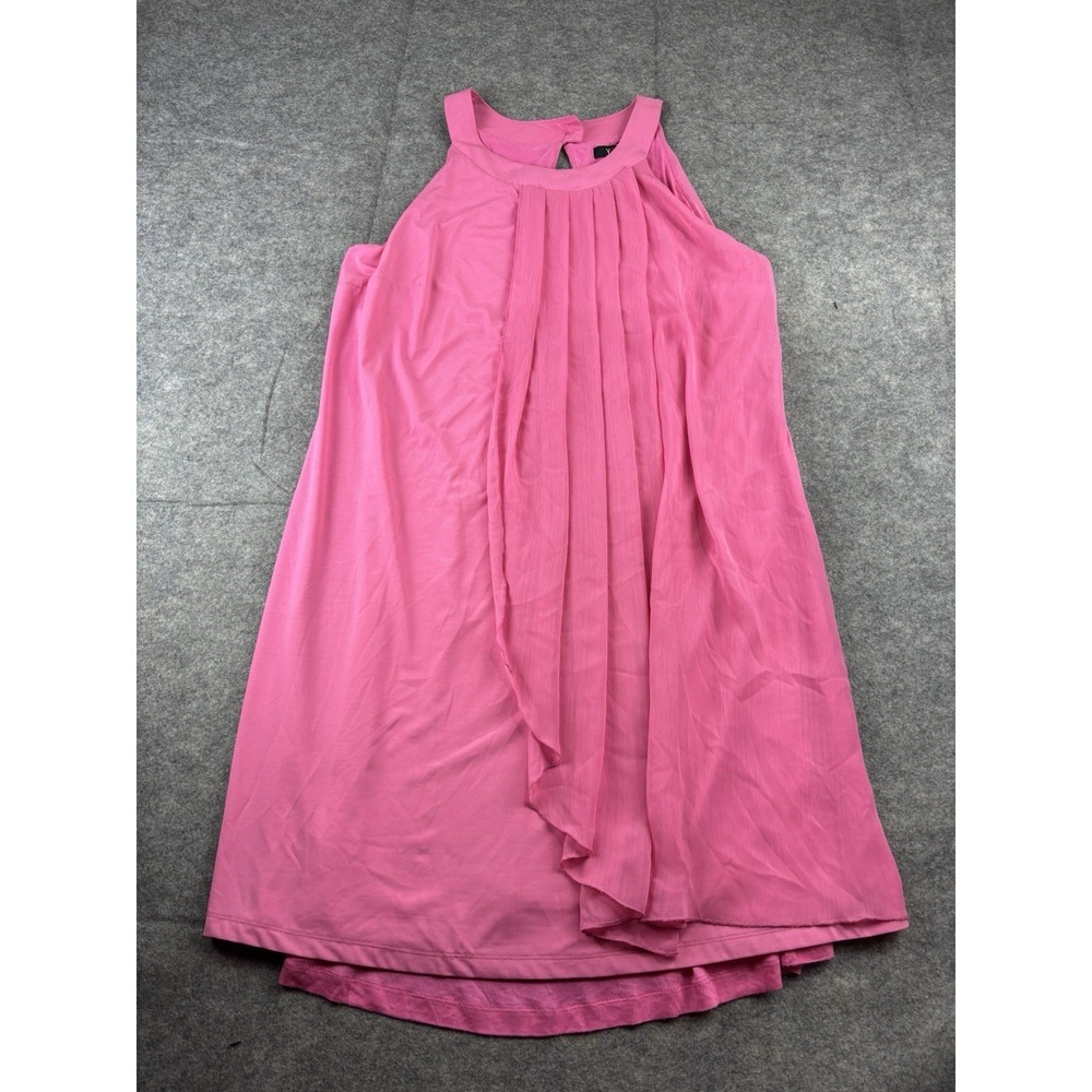 VTG Y2K 2000s YEST Pleated Ruffle Asymmetrical Pink Trapeze Mini Dress Women's 4
